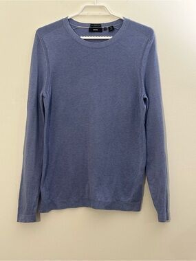 Hugo Boss Slim Fit Cotton Silk Cashmere Crewneck Sweater, Heathered Blue, Mens M